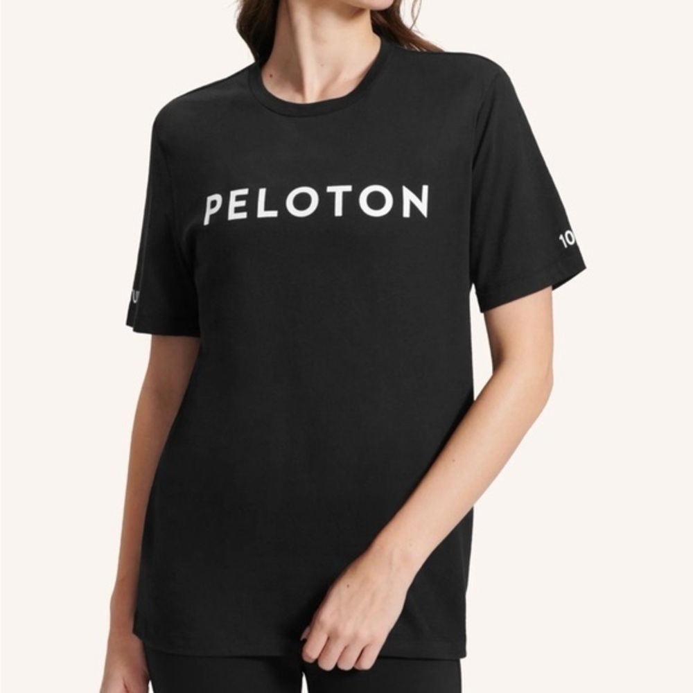Peloton 100 Rides Century Black Short Sleeve Crew Neck T-Shirt Top